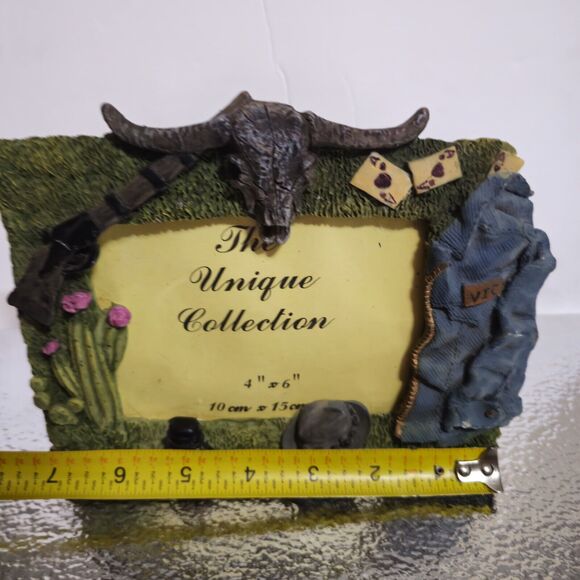 Western Picture Frame 3d Resin Longhorn Soldier Playing Cards Theme Home Decor - Picture 2 of 8